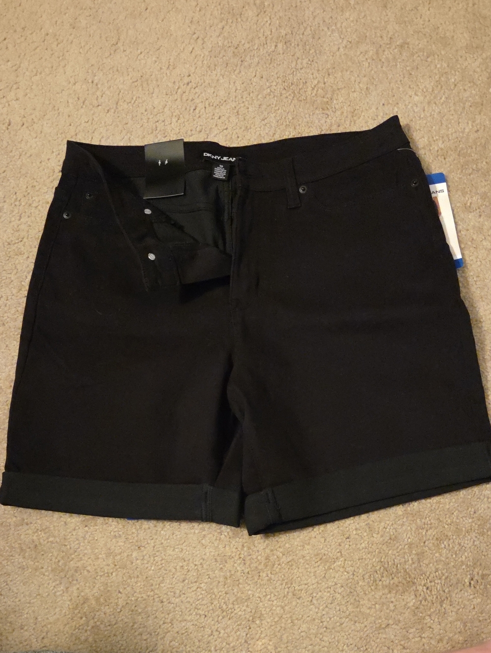 Dkny Black Cuffed Casual Shorts